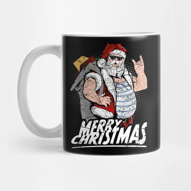 Merry Christmas cool tattooed santa claus with sunglasses by RockabillyM